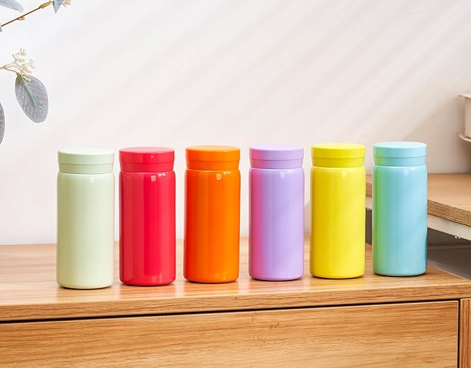 10oz Mini Water Bottle Stainless Steel Thermos Small Flask - Insulated Vacuum, Leak Proof, Keeps Drinks Hot/Cold - Ideal for Coffee, Tea, Water - Orange