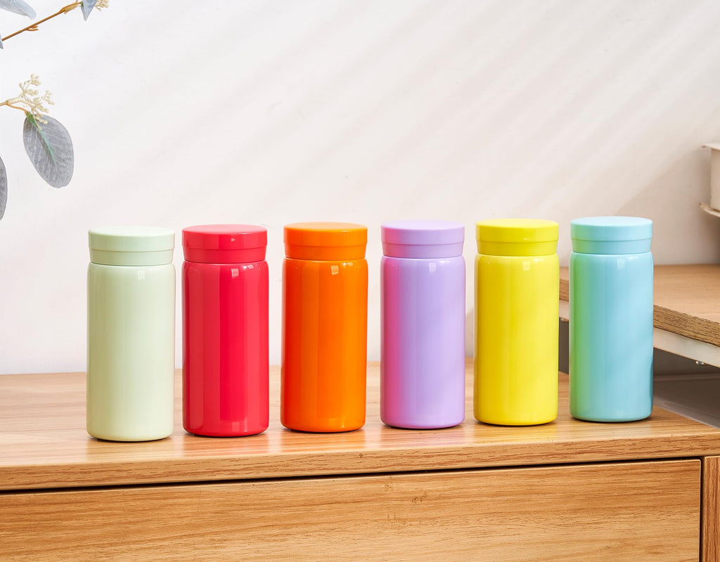 Mini Thermos Cute Water Bottle - 7 oz Tiny Insulated Vacuum 18/10 Stainless Steel Small Flask - Leak Proof & Spill Proof & Keeps Cold and Hot for Drink, Coffee, Tea - Light Blue