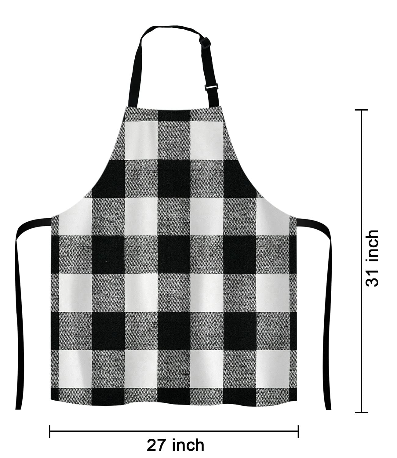 Lefolen Black and White Buffalo Plaids Bib Apron with Adjustable Neck for Men Women,Suitable for Home Kitchen Cooking Waitress Chef Grill Bistro Baking BBQ Cobbler Apron