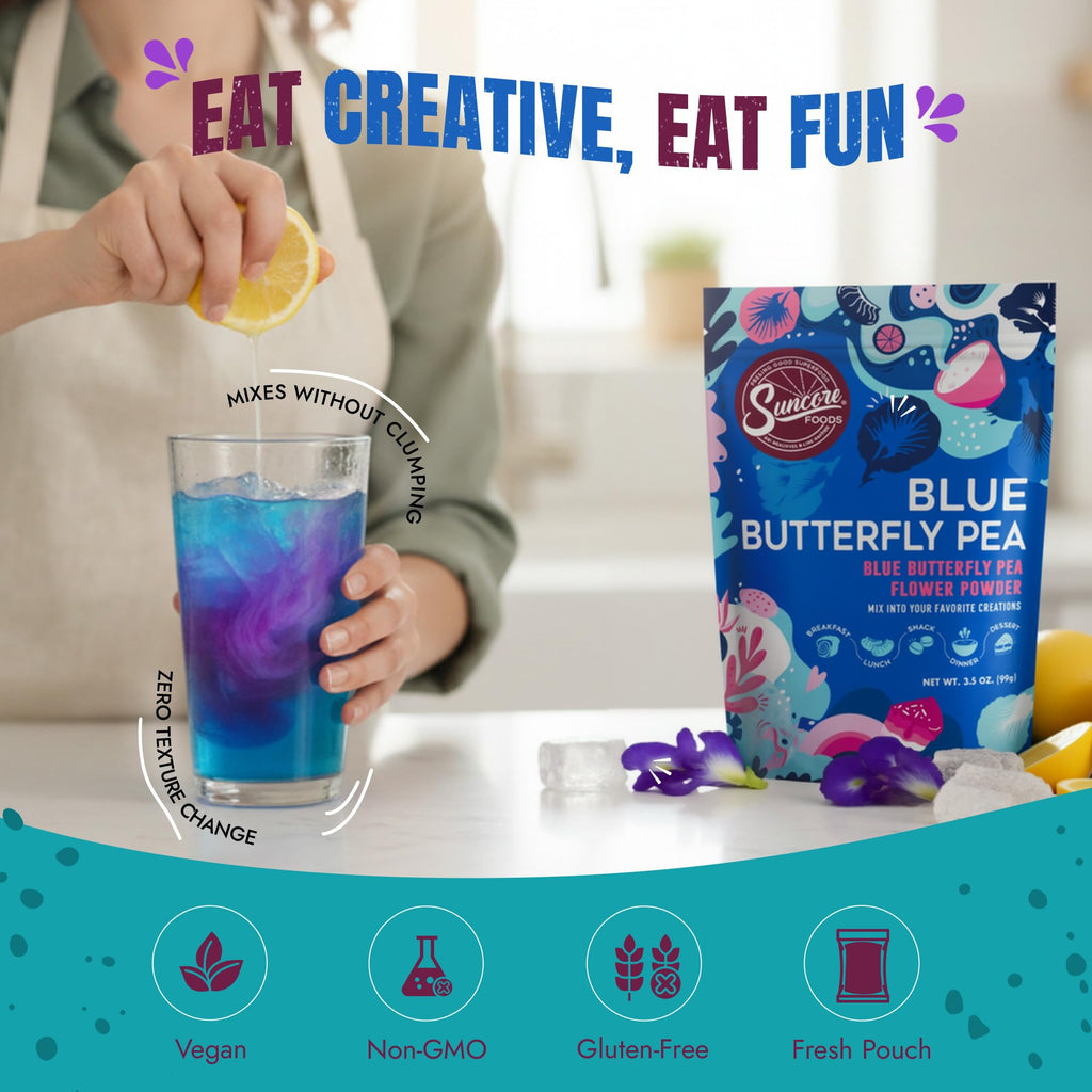 Suncore Foods Butterfly Pea Flower Powder 3.5oz | Gluten Free | Vegan