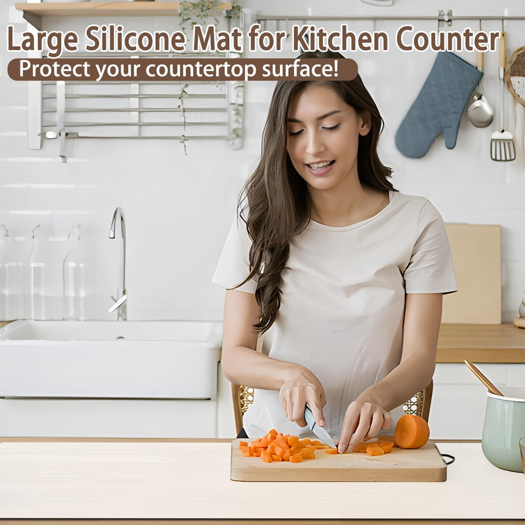 Silicone Mats for Kitchen Counter, 48"x32"(120cmx80cm) Large Heat Resistant Mat Kitchen Island Waterproof Countertop Protector Mat Nons-slip Extra Large Counter Mat, Dark Gray