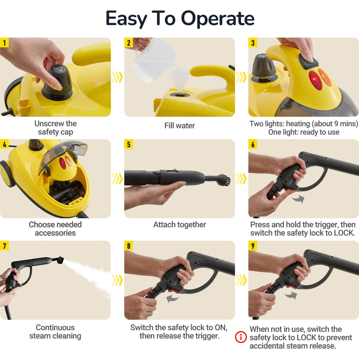STEAMBOT® Heavy Duty Steam Cleaner for Home, 2L Tank Extended 20.3 ft Reach