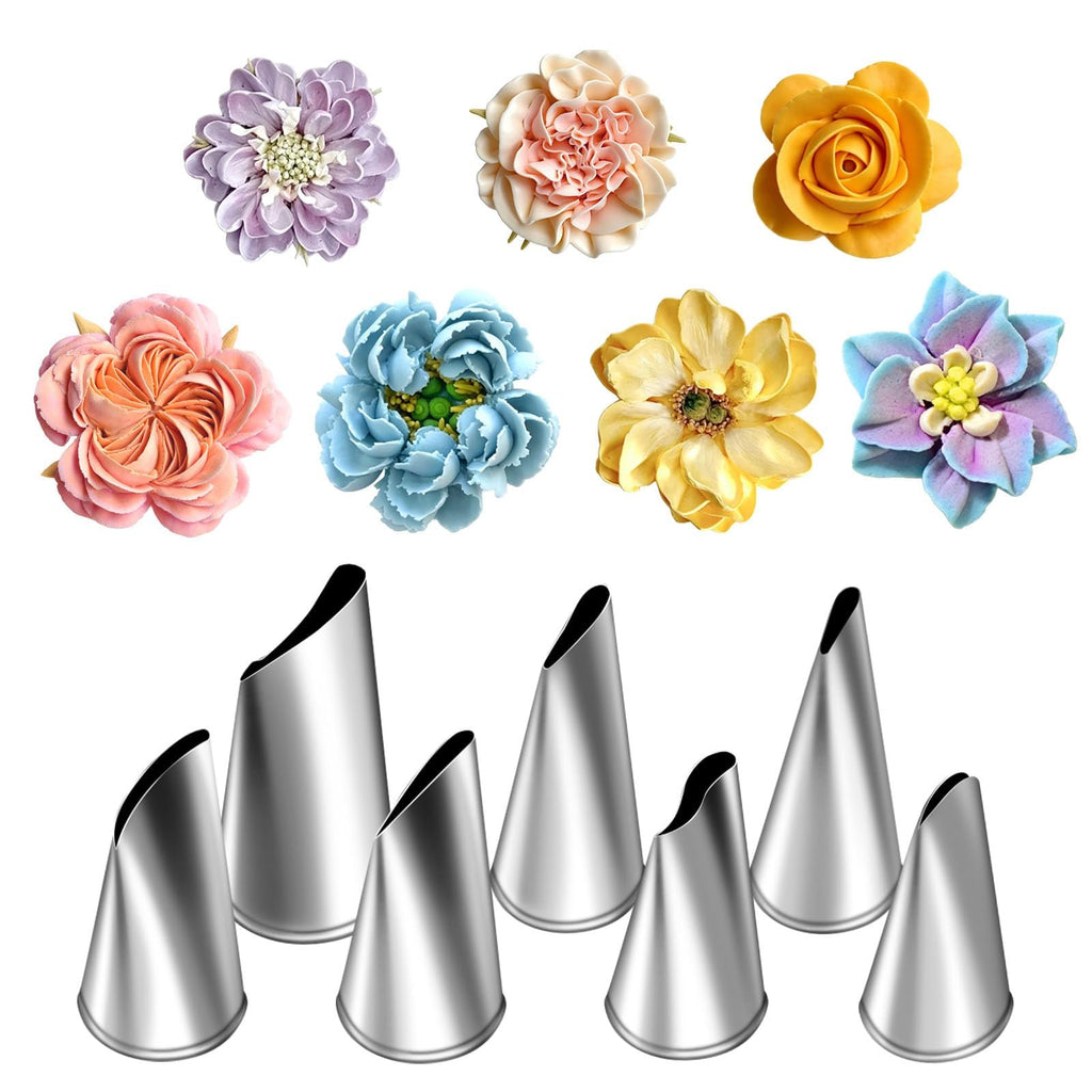 Hendiy 7 Pieces/Set Stainless Steel Cake Decorating Tips Set