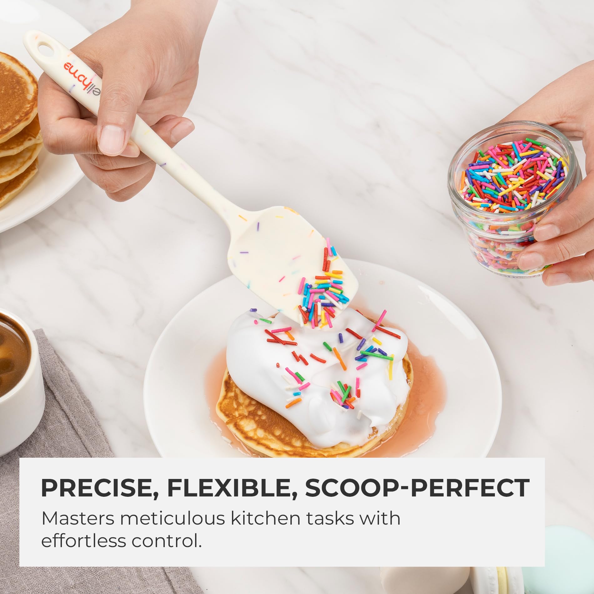 Elihome Classic Silicone Spoonula - Non-Stick Heat Resistant Silicone Scraper Spatula for Mixing, Serving, Scraping, Stirring, and More - 11 Inch, Sprinkles