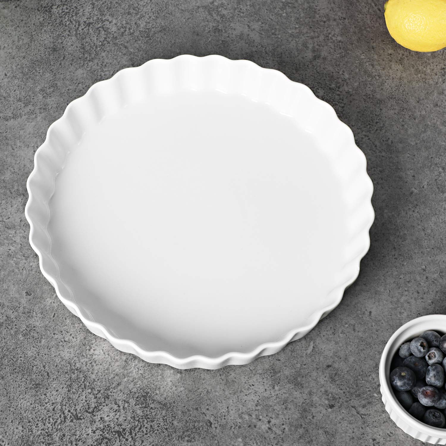 ONTUBE Ceramic Pie Pans, White, 11 Inches