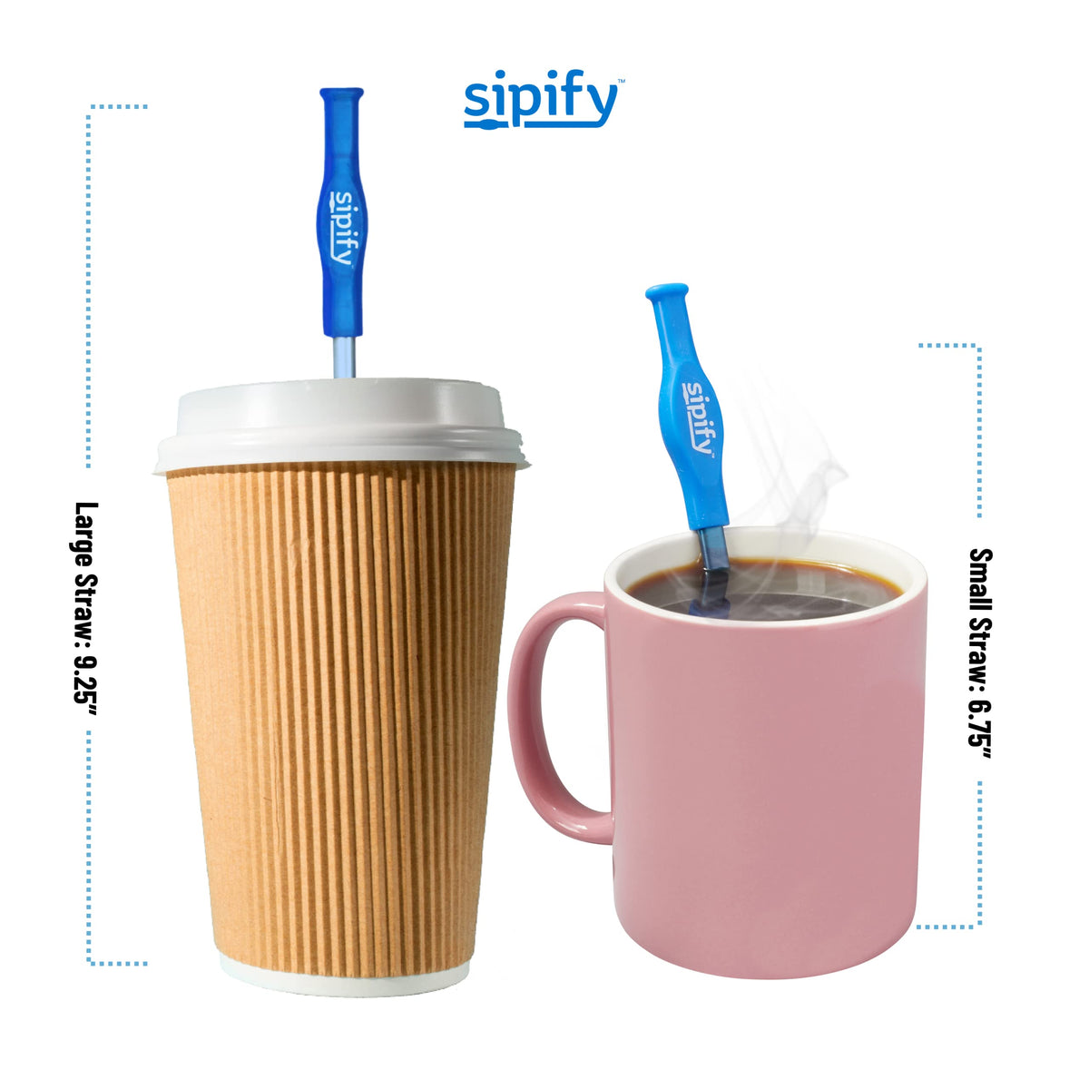 Sipify Flow-Limiting Dysphagia Straw for Safe Drinking | Aerating Straw for Elderly & Dysphagia Patients | Reusable Stainless Steel Straw with Soft Silicone Tip | Dishwasher Safe | 2 Pack