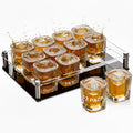 12pack 2oz Shot Glasses with Tray,Square Shot Glass Bulk with Heavy Base