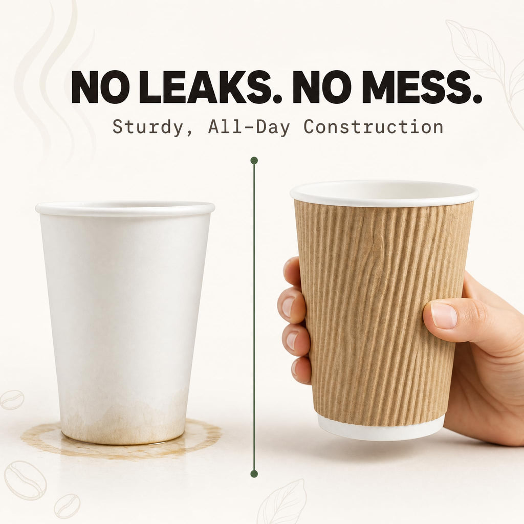 NYHI 150 10 oz Ripple Kraft Paper Cups Brown Hot Cold Cups 3 Layer Rippled Small Insulated Disposable Coffee Cups for Cappuccino Hot Cocoa or Iced Drinks