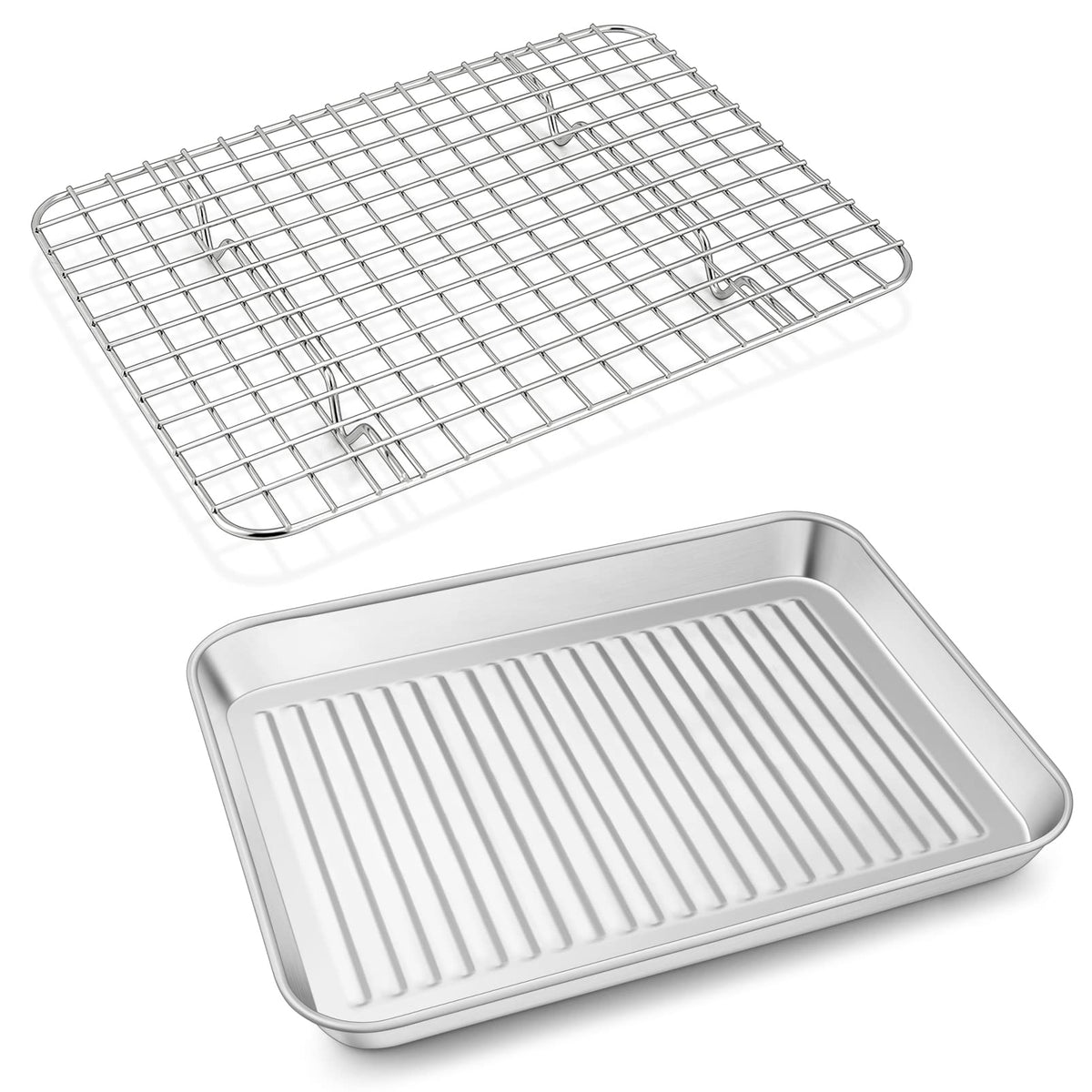P&P CHEF Baking Pan with Wire Rack, Oven Sheet Tray, 12.5 x 9.7 x 1 Inch