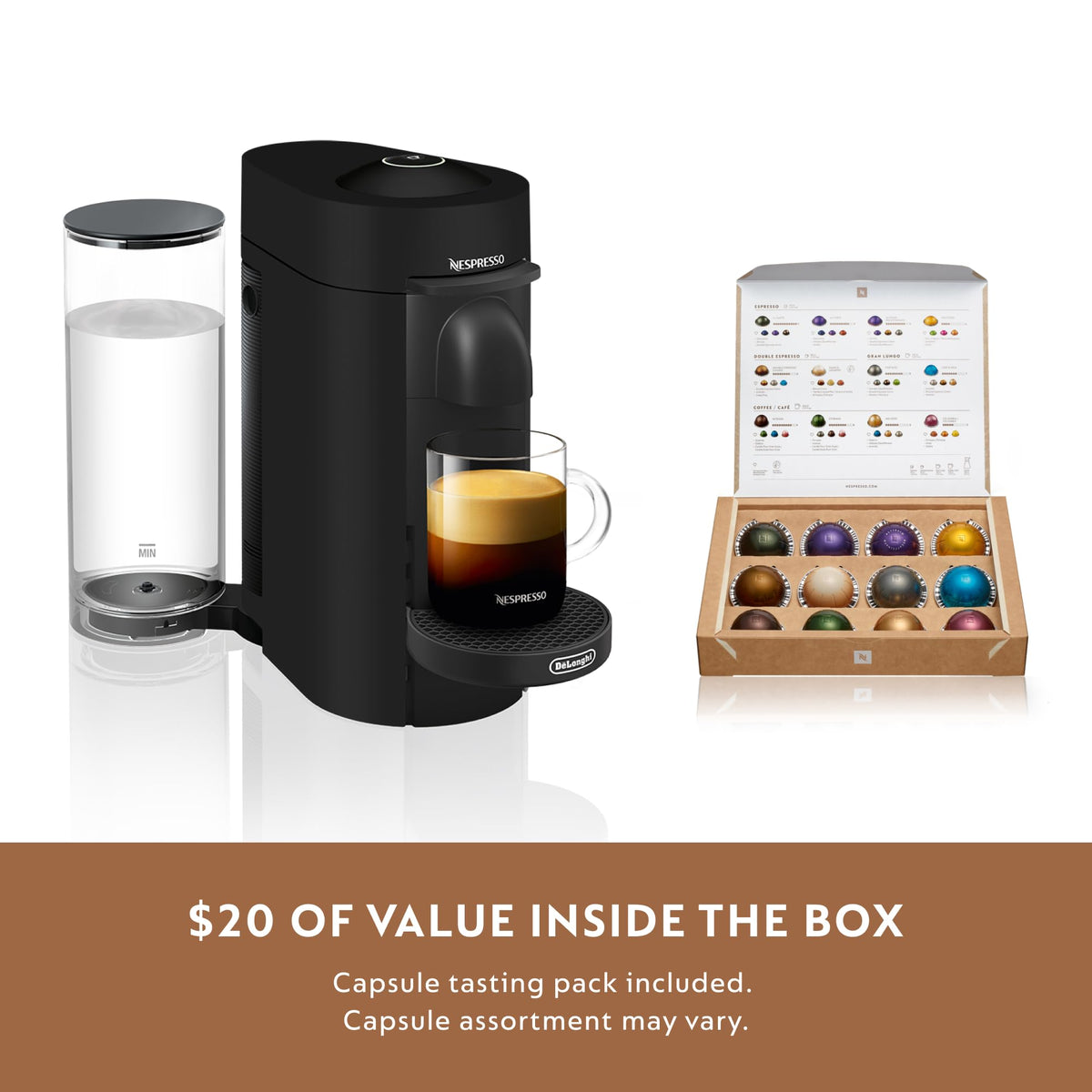 Nespresso Vertuo Plus Deluxe Coffee and Espresso Maker by De'Longhi, Matte Black, 3.8 Pounds