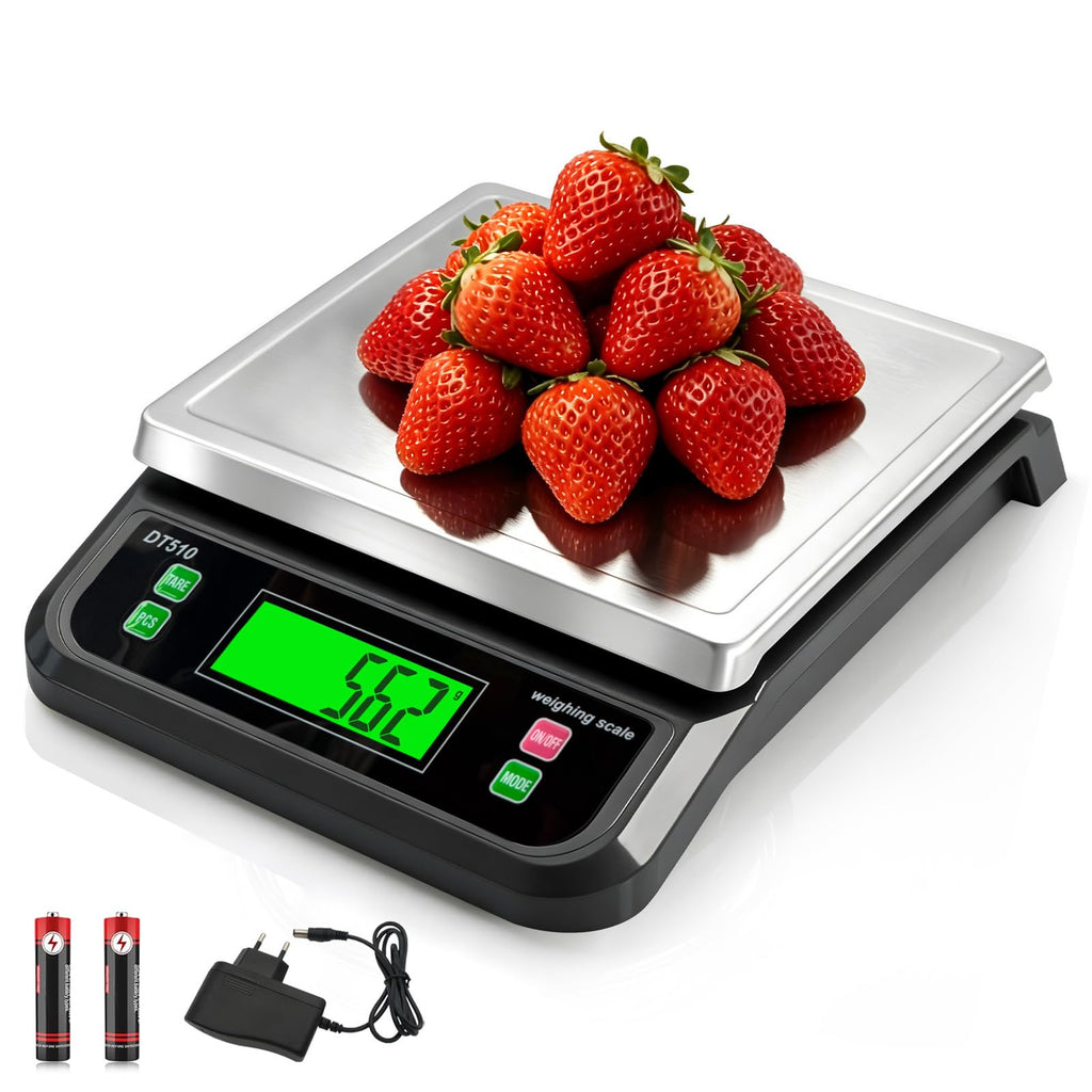 Large Digital Kitchen Scale40kg Stainless Stee with 6 Unit Tare PCS Funtion