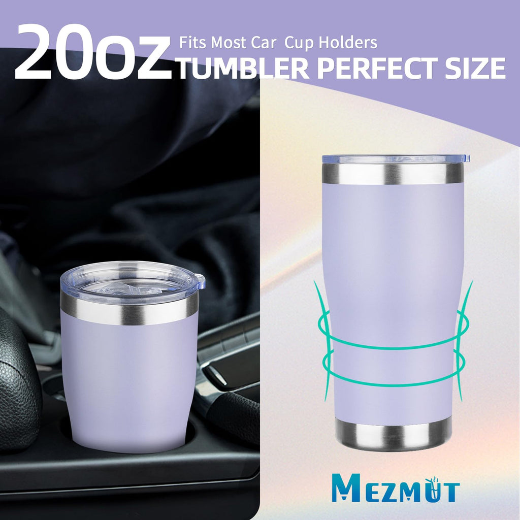 20oz Insulated Tumbler with Lid Straw Travel Coffee Mug Cup (Light/Purple)