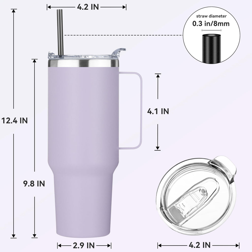 HASLE OUTFITTERS 40 oz Stainless Steel Tumbler with Handle, Vacuum Insulated Tumblers Bulk, Reusable Double Wall Travel Coffee Mug, Durable Powder Coated Water Bottle(Purple, 4)