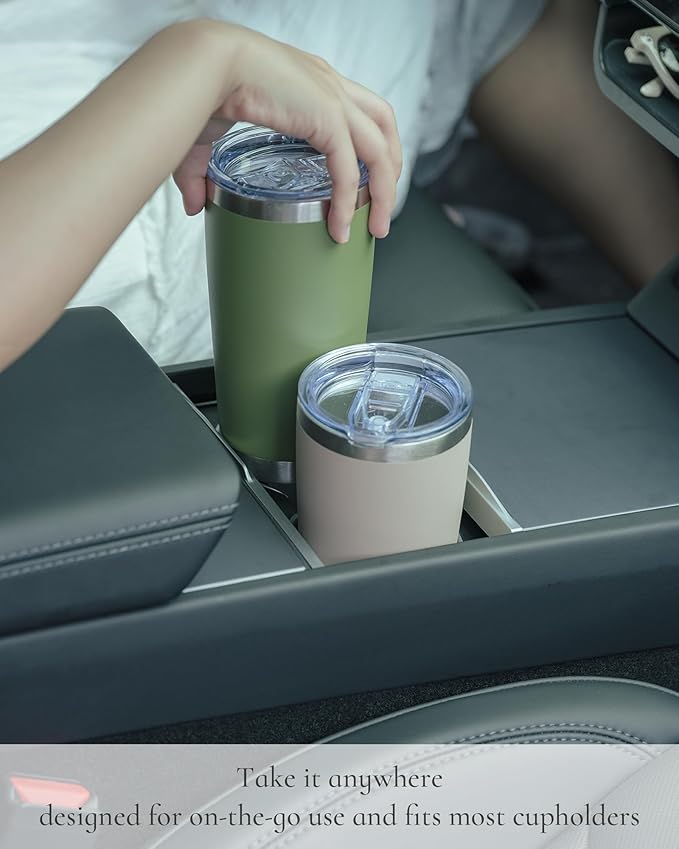 Travel Coffee Tumbler 20oz, 1 Pack Leakproof Travel Coffee Mug with Lid and Straw, Stainless Steel Double Wall Vacuum Insulated Tumbler for Hot/Iced Drinks (Textured Matte, Lilac Pink)