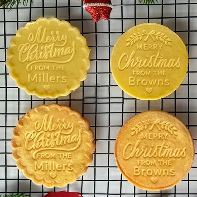 2025 Personalized Christmas Cookie Stamp Unique 3D Embossed Design Fun Tool for Baking Art (C)
