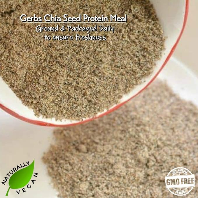 Raw Chia Seed Protein Meal Powder by Gerbs - 2 LBS Premium Seeds - Top 10 Food Allergen Free & Non GMO - Vegan & Kosher - Seed Country of Origin Mexico - Made in Rhode Island