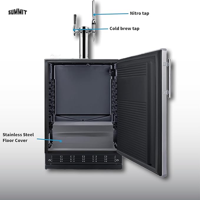 Summit 24" Nitro Cold Brew/Cold Brew Kegerator, Combination Dual Tap Kit, Stainless Steel- SBC7BRSCM2