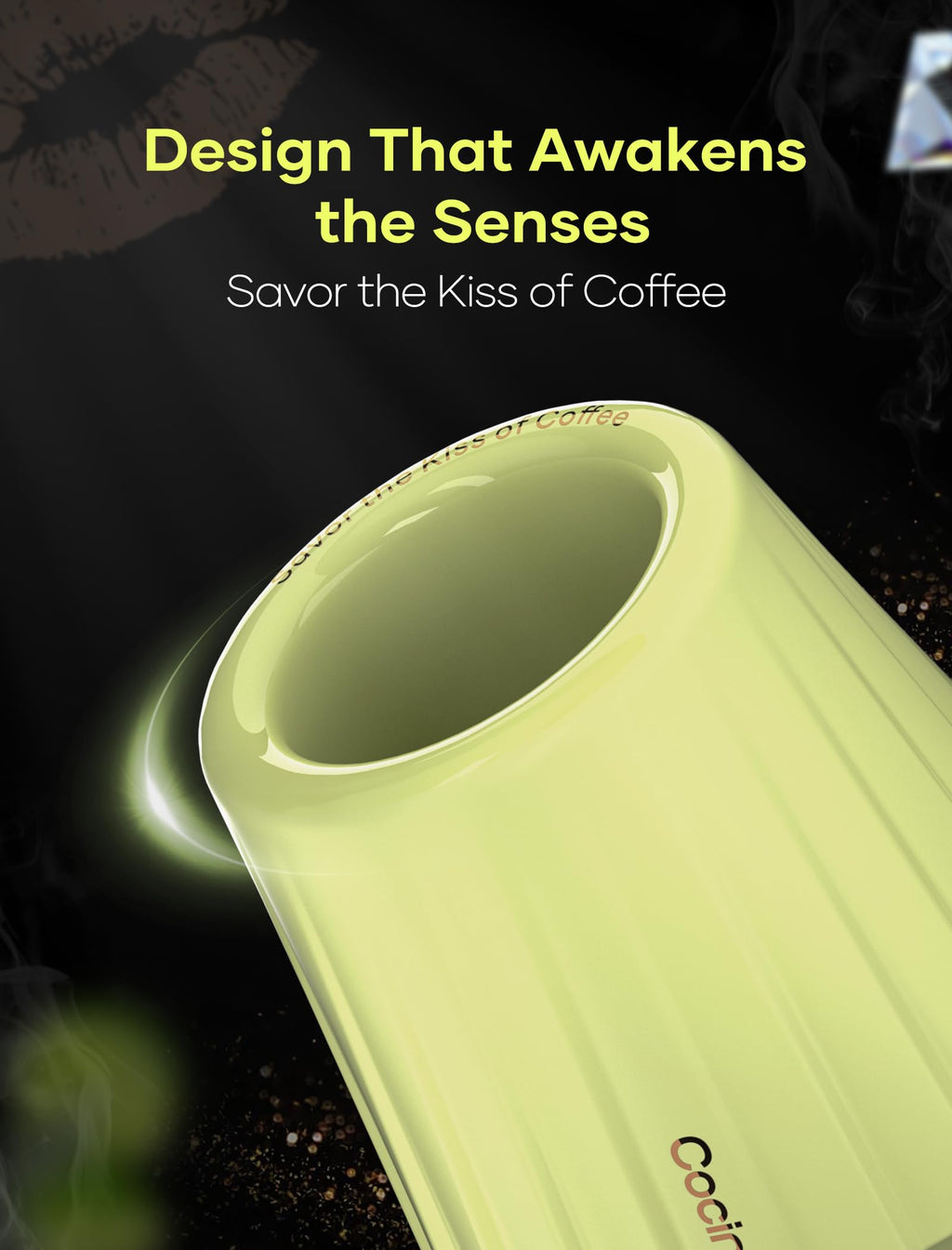 Cocinare KissCup Ceramic Espresso Cup – 2.2oz Demitasse Cup for Espresso