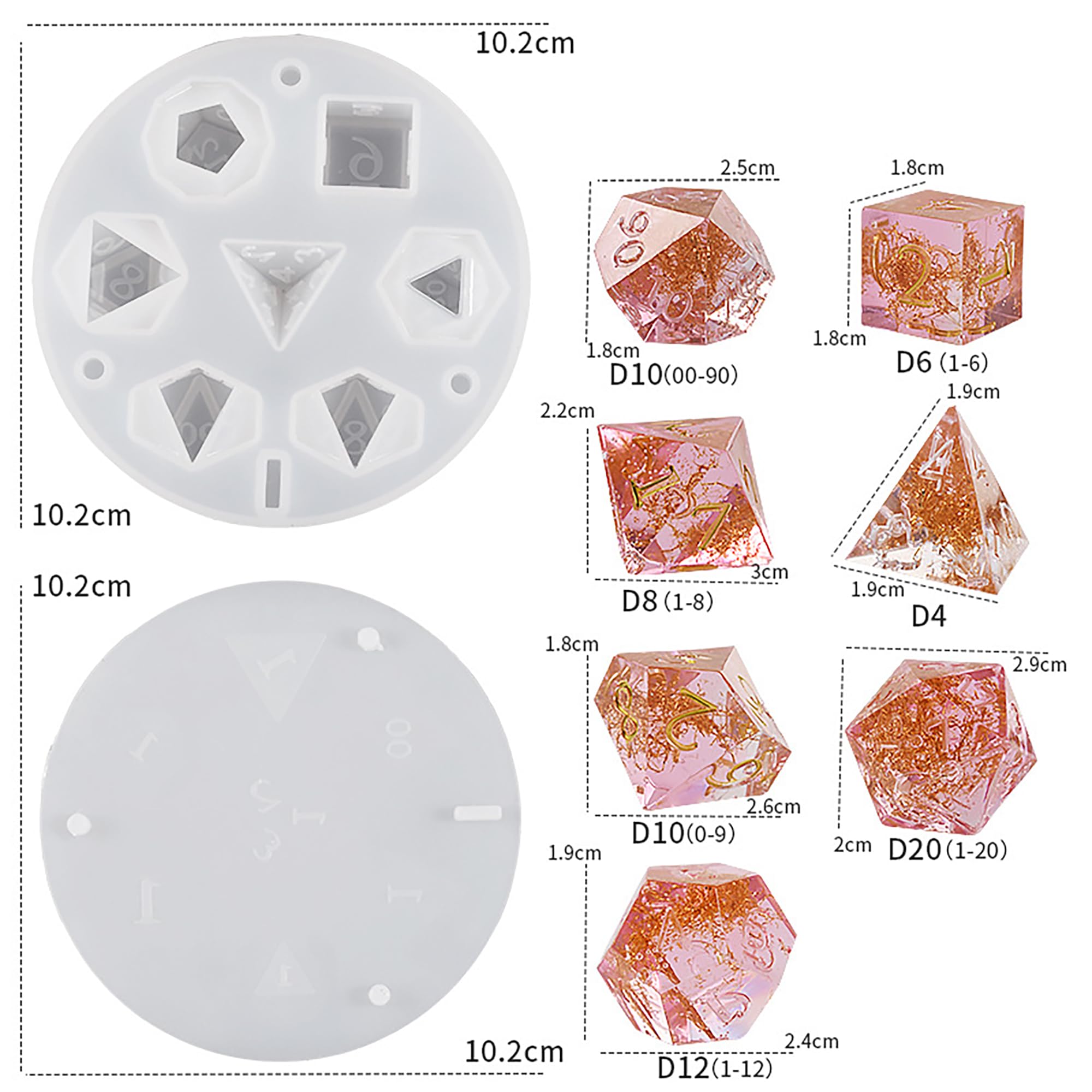 7 Cavities Dice Resin Mold - Resin Casting Silicone Molds for Home Decor & Candle Making Wave Spiral Mold