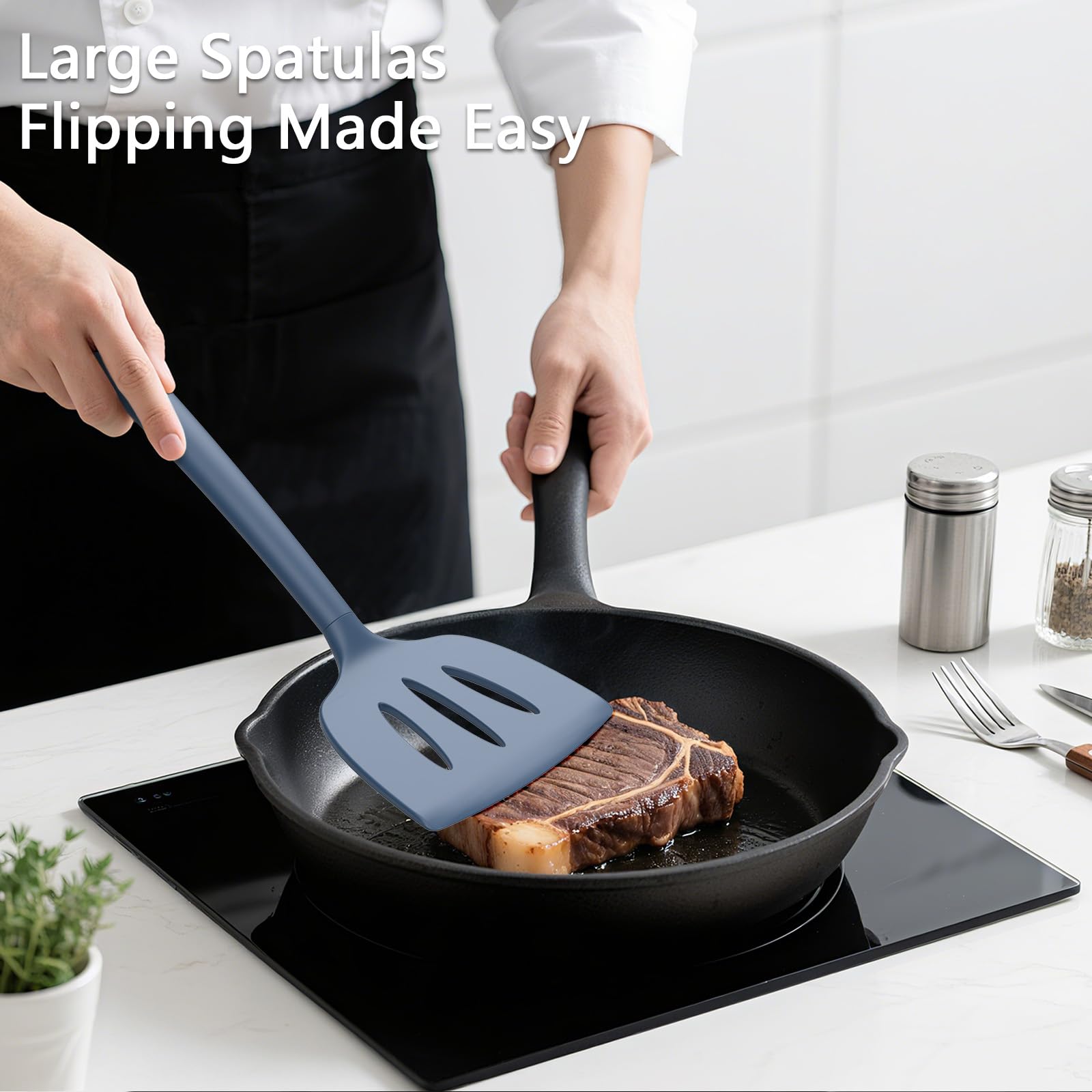 Coukre 3 Pack Silicone Spatula Set, Heat Resistant to 500°F, BPA-Free