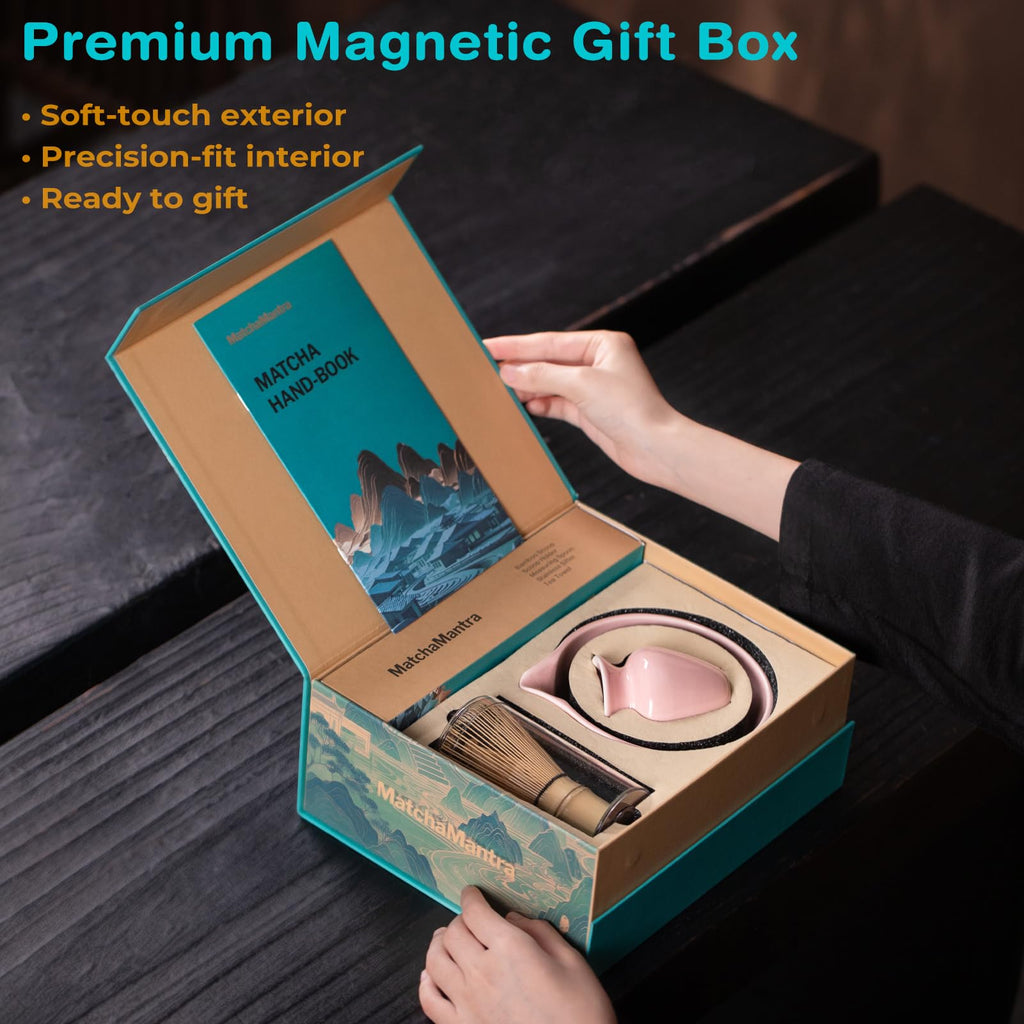 Matchamantra Premium Matcha Ceremony Set – Complete 9-Pcs Ritual Kit – Presented in Luxury Magnetic Gift Box, Perfect for Gifting or Self-Care (Sakura Pink)