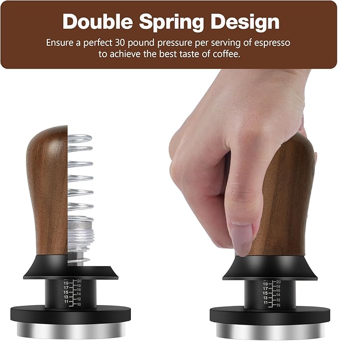 PUSEE 51mm Espresso Coffee Tamper - Premium Barista Coffee Tamper, Constant 30lb Calibrated Double Spring Stainless Steel Ground Espresso Tamper,Fits for All 51mm Portafilters,Espresso Accessories