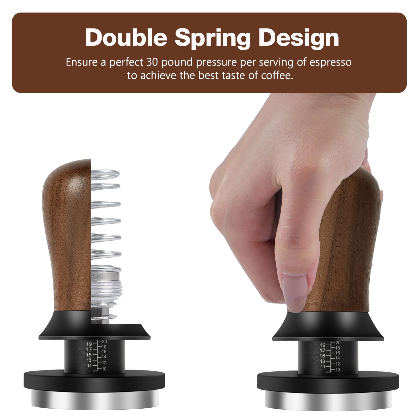 PUSEE 51mm Espresso Coffee Tamper - Premium Barista Coffee Tamper, Constant 30lb Calibrated Double Spring Stainless Steel Ground Espresso Tamper,Fits for All 51mm Portafilters,Espresso Accessories