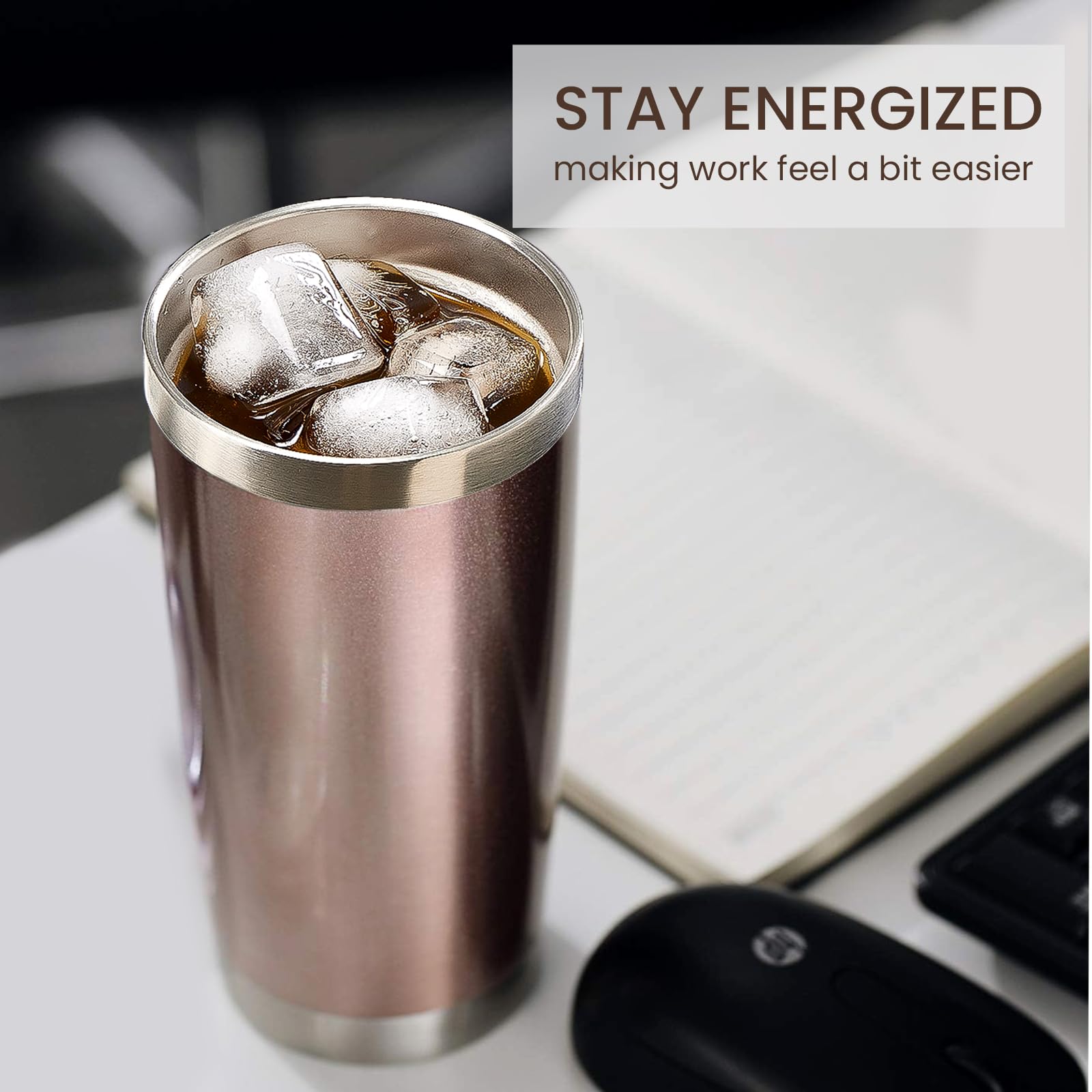 MEWAY 20oz Tumbler 4 Pack Double Wall Vacuum Insulated Travel Mug Bulk, Mix Color Stainless Steel Tumblers with Lid and Straw, Durable Powder Coated Coffee Cups for Cold & Hot Drinks（Color Mix, 4