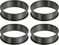 HARFINGTON 4pcs Crumpet Rings 3.15" Nonstick Round Cake Ring Stainless Steel Double Rolled English Pastry Rings for Kitchen Baking Crumpet Dessert, Black
