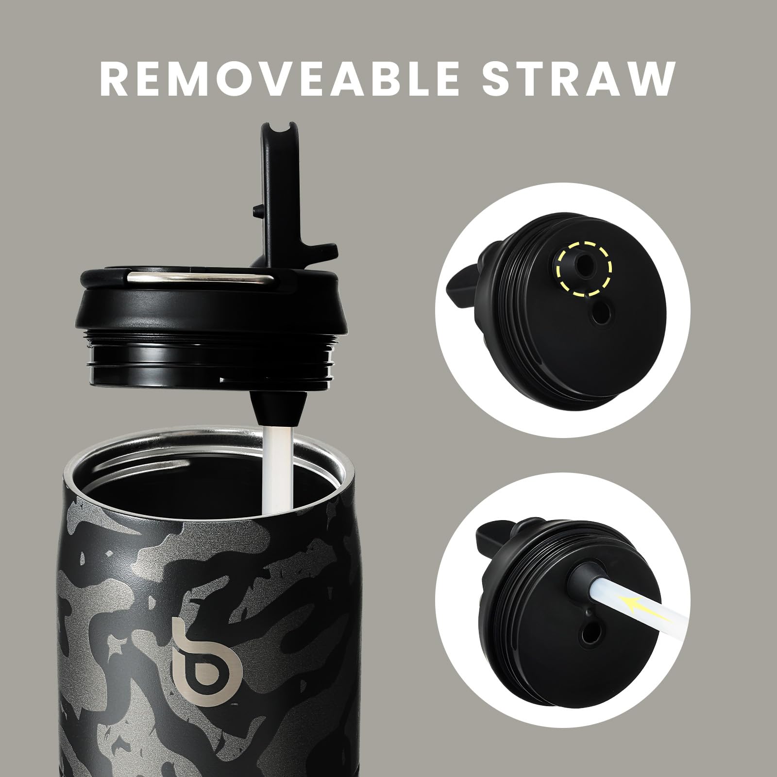 BOTTLE BOTTLE Stainless Steel Water Bottle 32 oz Black Camouflage