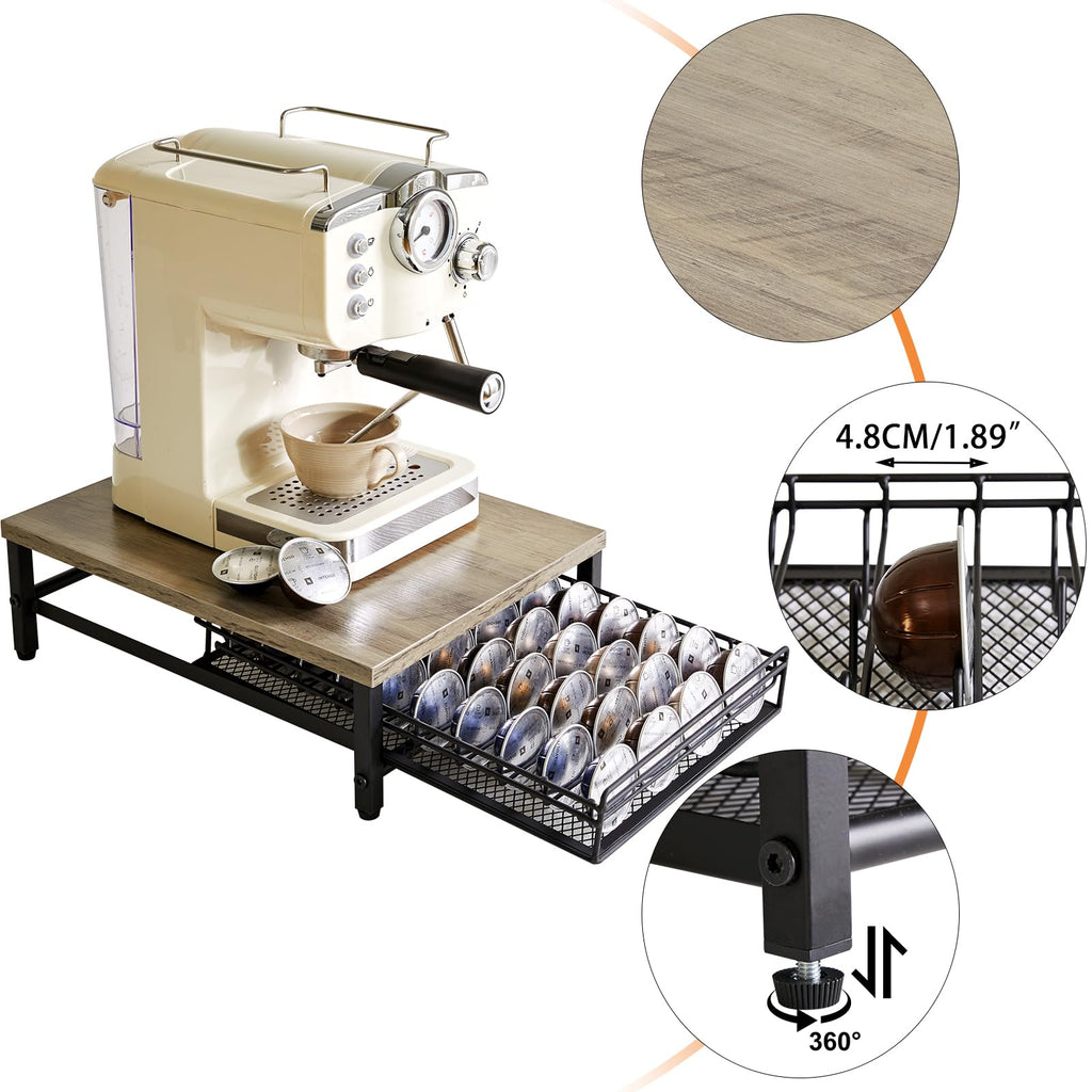 IBUYKE Coffee Pod Drawer Holder for Nespresso Vertuo Pods,Greige TCJ101Y