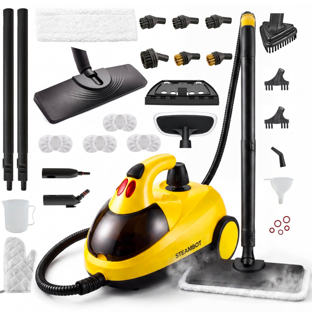 STEAMBOT® Heavy Duty Steam Cleaner for Home, 2L Tank Extended 20.3 ft Reach