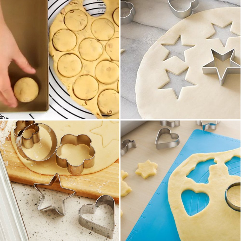 30Pcs Mini Cookie Cutters Set- Heart Star Flower Round Square Hexagon Oval Diamond - Small Stainless Steel Cookie Cutters - Polymer Clay Cutters Mini Fruit Cutter Small Biscuit Cutters