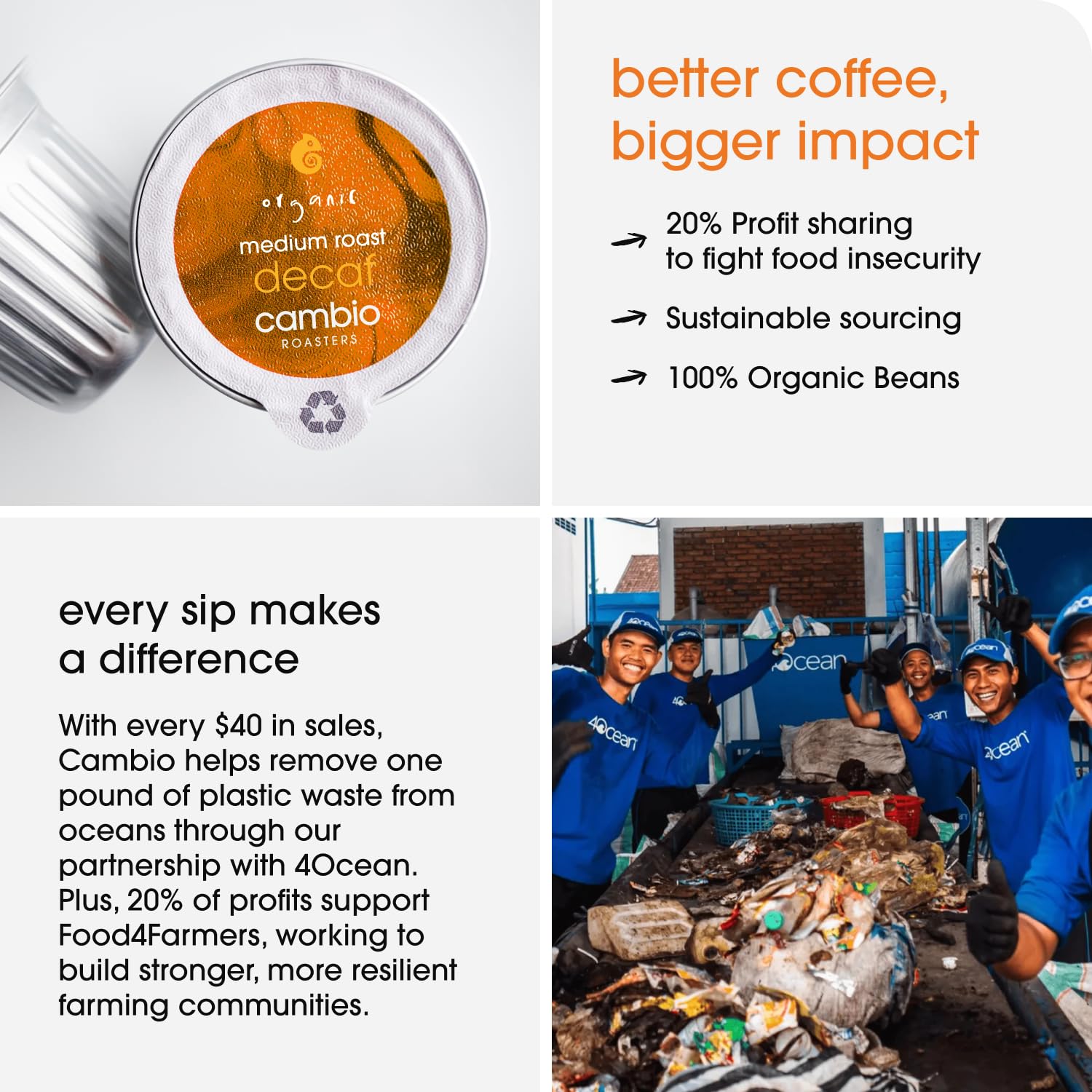 Cambio Roasters Decaf Medium Roast Coffee Pods - Aluminum Pods, 10ct