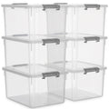 Citylife 6 Packs 32 QT Plastic Storage Bins with Lids Large Stackable Storage Containers for Organizing Clear Storage Box for Garage, Closet, Kitchen