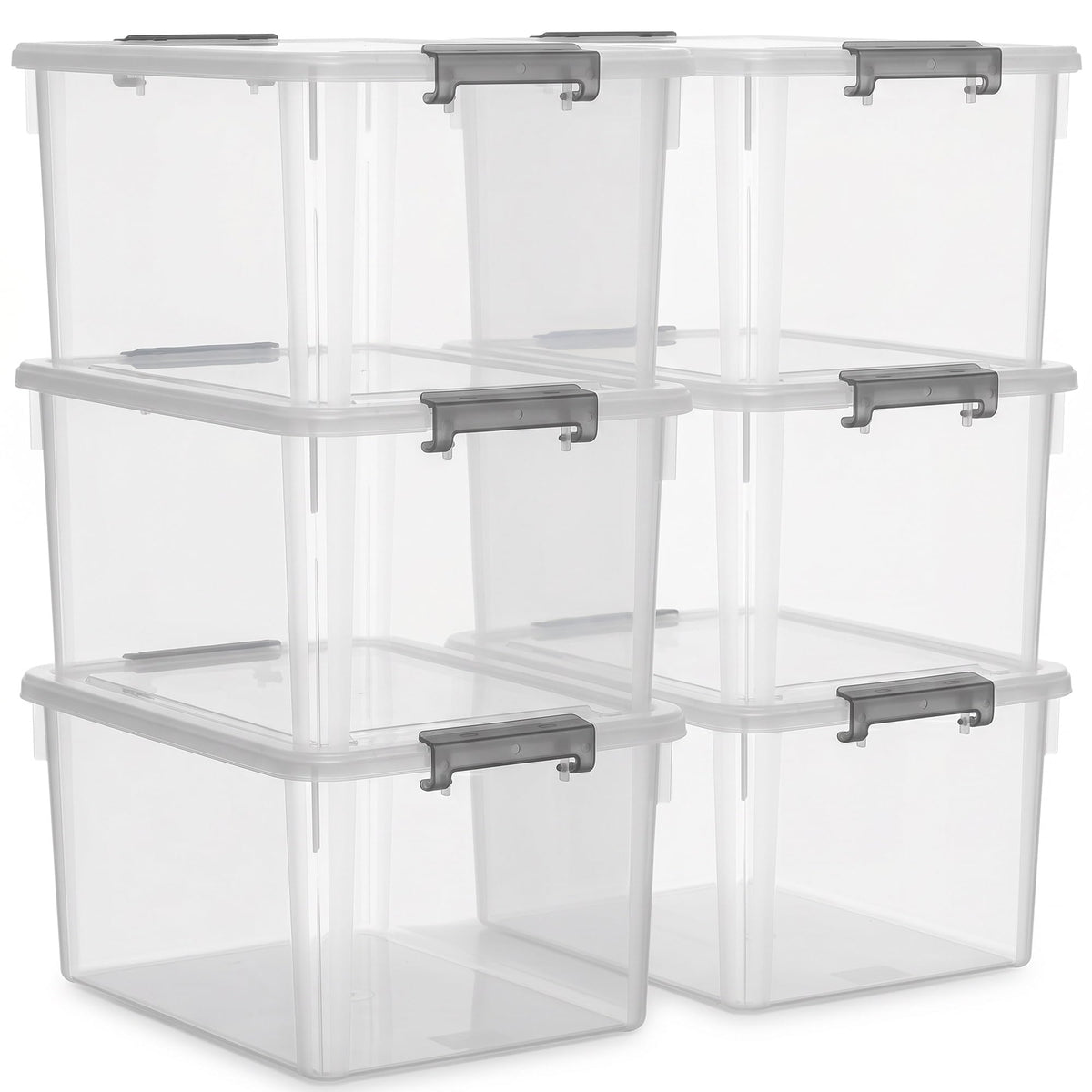 Citylife 6 Packs 32 QT Plastic Storage Bins with Lids Large Stackable Storage Containers for Organizing Clear Storage Box for Garage, Closet, Kitchen