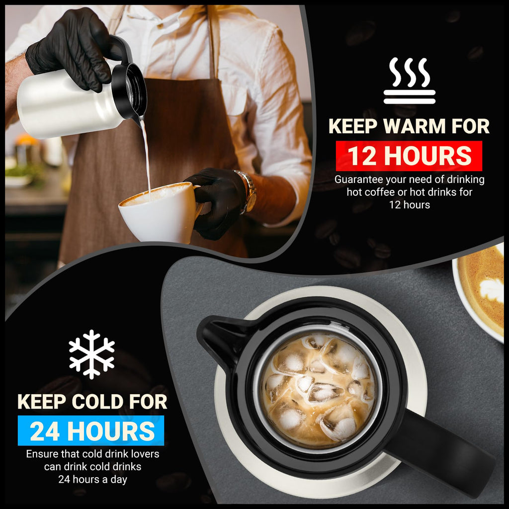 WYHVAND Insulated Coffee Carafe, 51 oz, Keeps Hot for 12H, Cream