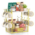 EsLuker.ly Coffee Mug Cup Holder Tree Bar Station Organizer, 2 Tier Gold