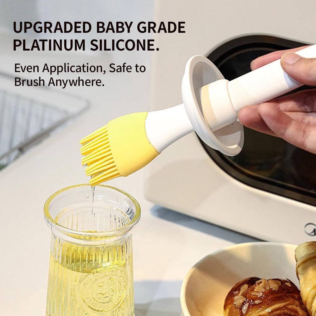 Uteynee Oil Dispenser with Brush - Glass Olive Oil Dispenser for Kitchen, 3 IN 1 Oil Dispenser Bottle with Silicone Basting Brush for Cooking Vinegar Sauce BBQ Grill Frying (Brown)
