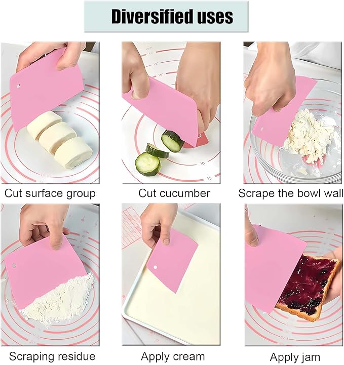 Dough Scraper Plastic Bench Scraper, Dough Scraper Tool Dough Cutter, Flexible Bench Scraper for Making Bread Pizza