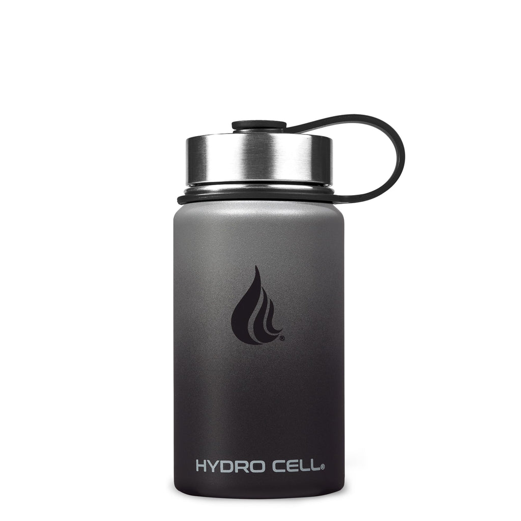 HYDRO CELL Stainless Steel Insulated Water Bottle with Straw - For Cold & Hot Drinks - Metal Vacuum Flask with Screw Cap and Modern Leakproof Sport Thermos for Adults (Graphite/Black 14oz)