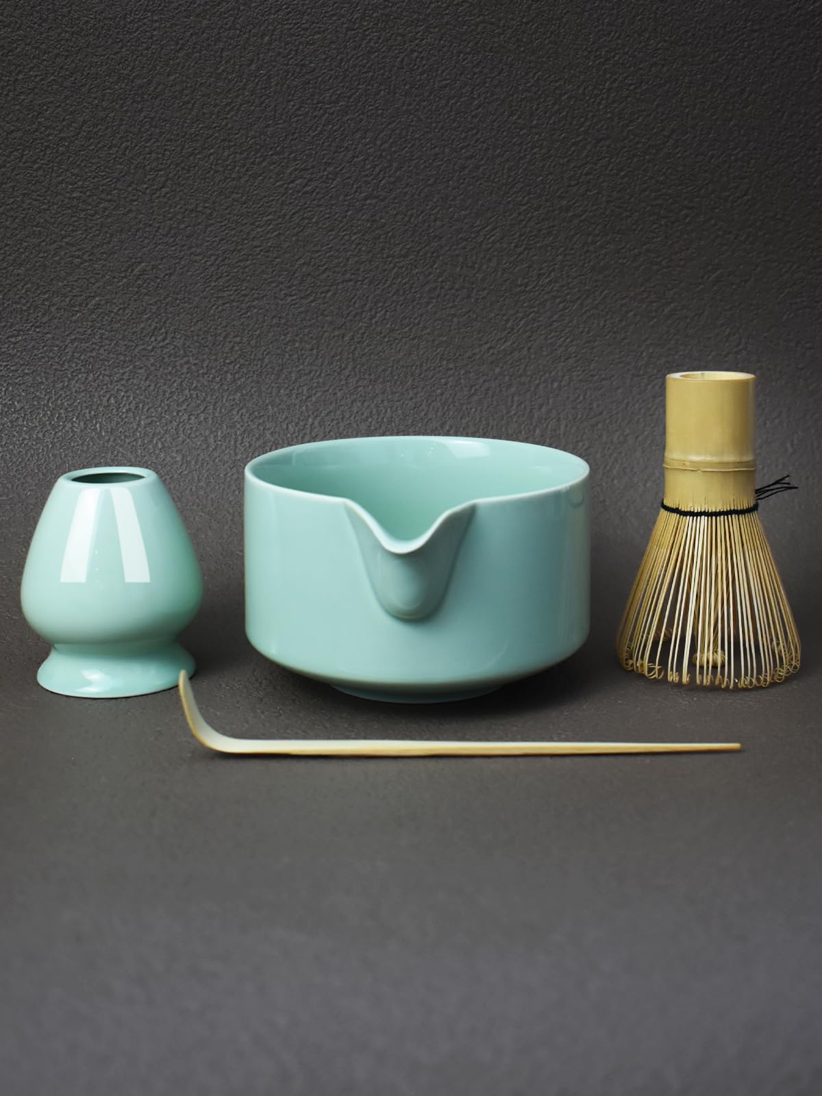 Artcome Premium Matcha Tool Set Green 1, 4 Pcs, Japanese Matcha Set with Bowl, Whisk, Holder, Scoop & Manual