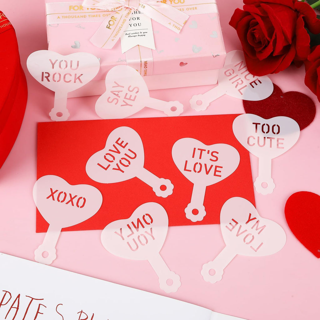 36 Pcs Valentine's Day Conversation Hearts Cookie Stencils for Baking