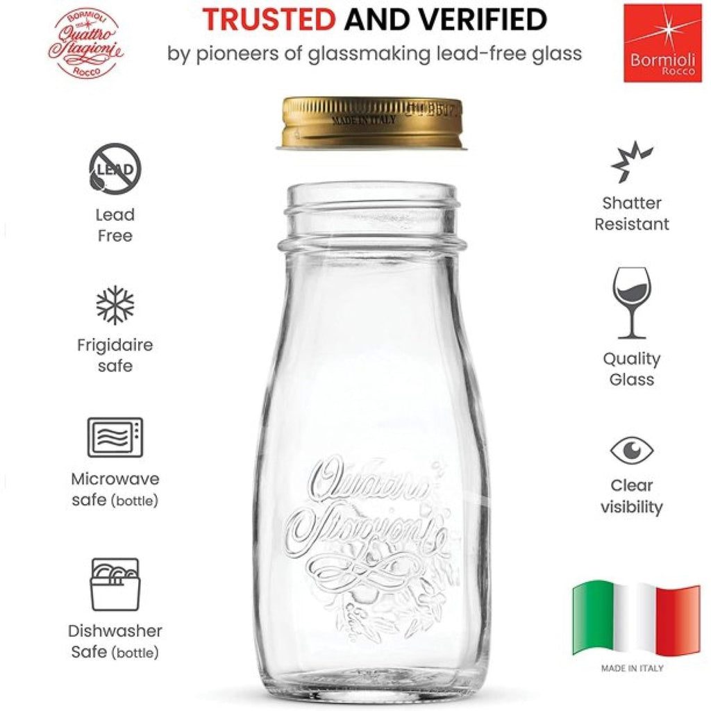 Bormioli Rocco Quattro Stagioni Bottle - ClearGold, Set of 6