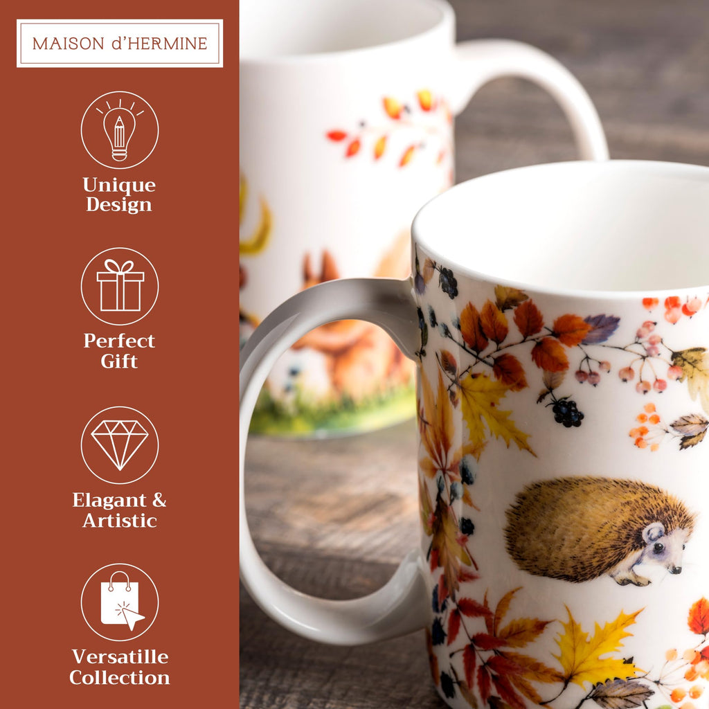 Maison d' Hermine Coffee Mug with Handles Tea Cups (12 Ounce, Pack of 2)