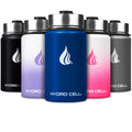 HYDRO CELL Stainless Steel Insulated Water Bottle with Straw - For Cold & Hot Drinks - Metal Vacuum Flask with Screw Cap and Modern Leakproof Sport Thermos for Adults (Navy 14oz)