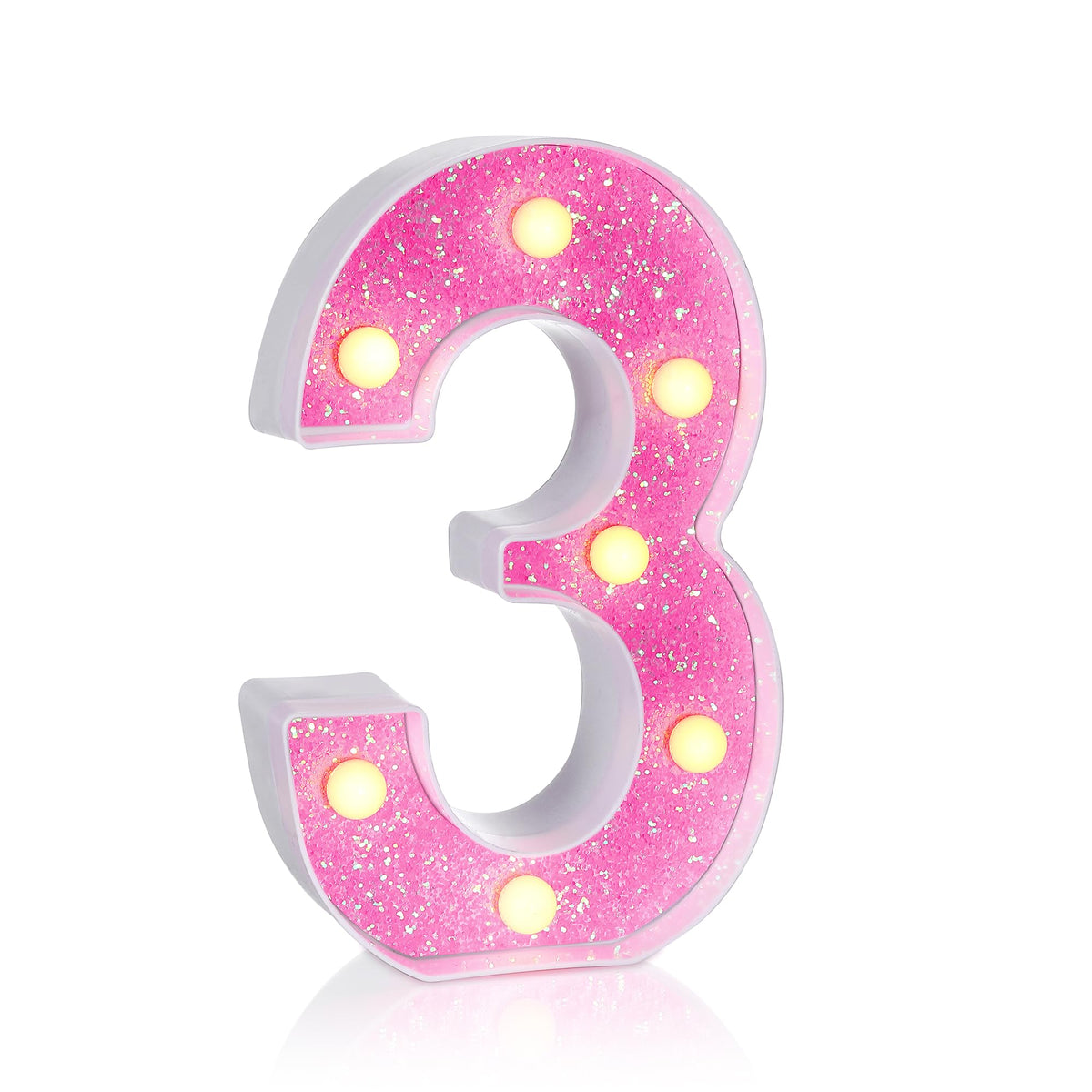 Foaky Decorative Led Marquee Light Up Number, Marquee Light Up Number Sign for Night Light Wedding Birthday Party Christmas Home Bar Decoration Number(3)