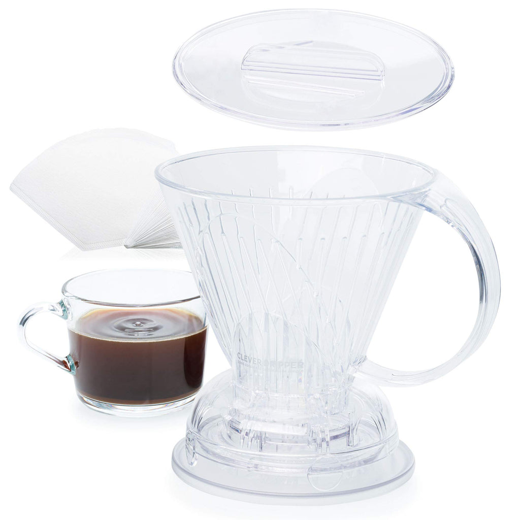 Clever Coffee Dripper | Large 18 oz | Clear | BPA-Free | 100 Filters