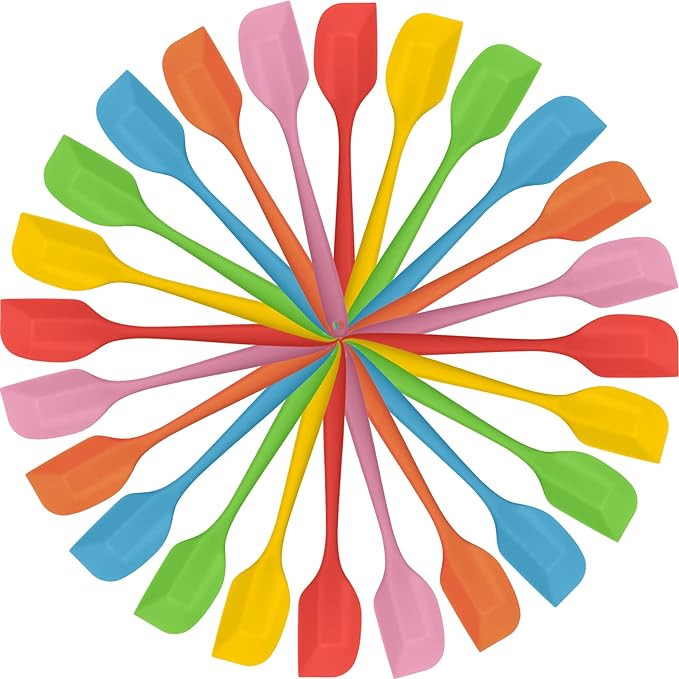 Irenare 24 Pcs Mini Silicone Spatulas Bulk 8.3 Inch Heat Resistant Scrapers Rubber Spatulas Seamless Design Non Stick Flexible for Kitchen Use Cooking Baking Mixing
