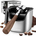Ourokhome Espresso Knock Box with Lid, Compact Coffee Grounds Container for Home Coffee Bar, Removable Knock Bar, 304 Stainless Steel Exterior, Non-Slip Base & Handle, Easy Clean